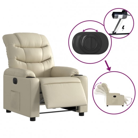 Fauteuil inclinable électrique Crème Similicuir