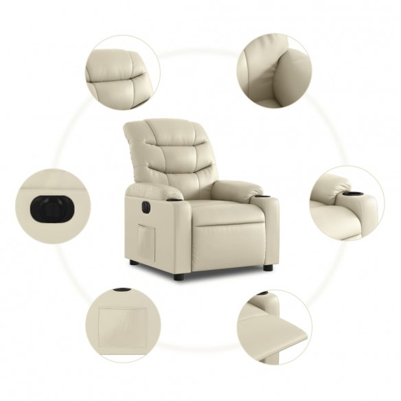 Fauteuil inclinable électrique Crème Similicuir