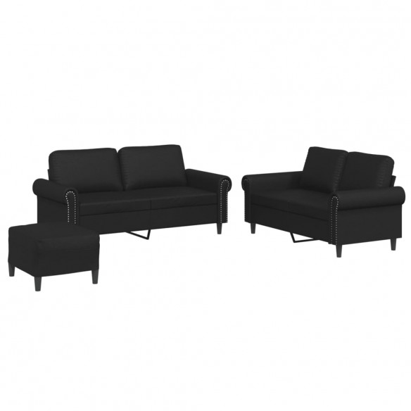 Ensemble de canapés 3 pcs avec coussins Noir Similicuir