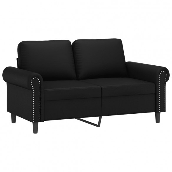 Ensemble de canapés 2 pcs avec coussins noir similicuir