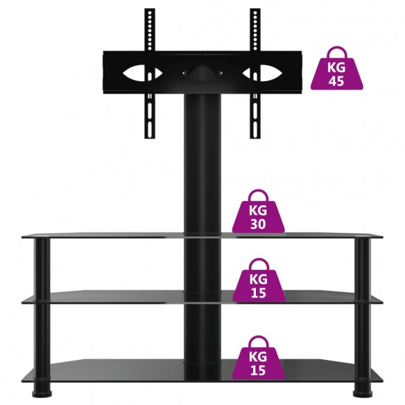 Meuble TV d'angle 3 niveaux pour 32-70 pouces noir