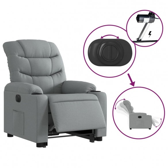 Fauteuil inclinable électrique gris clair tissu