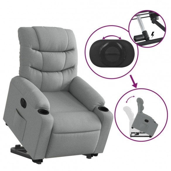 Fauteuil inclinable électrique gris clair tissu