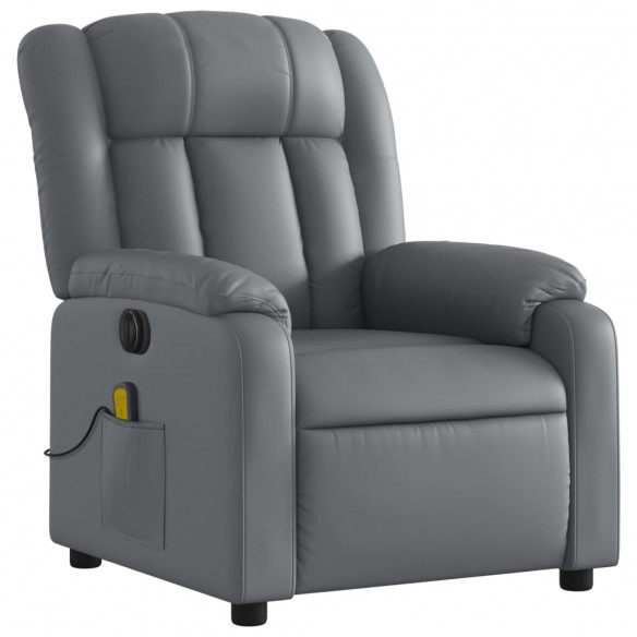 Fauteuil de massage inclinable électrique gris similicuir