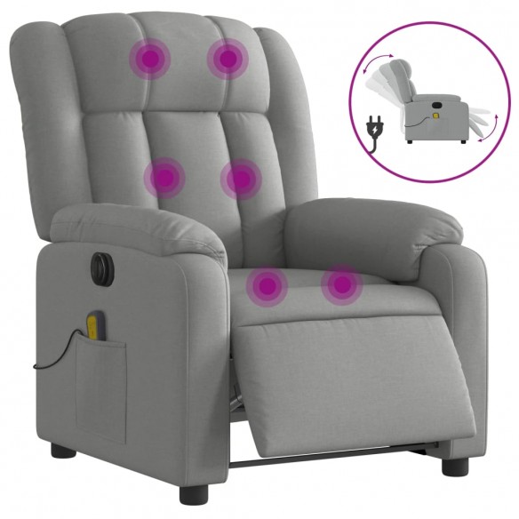 Fauteuil de massage inclinable électrique gris clair tissu