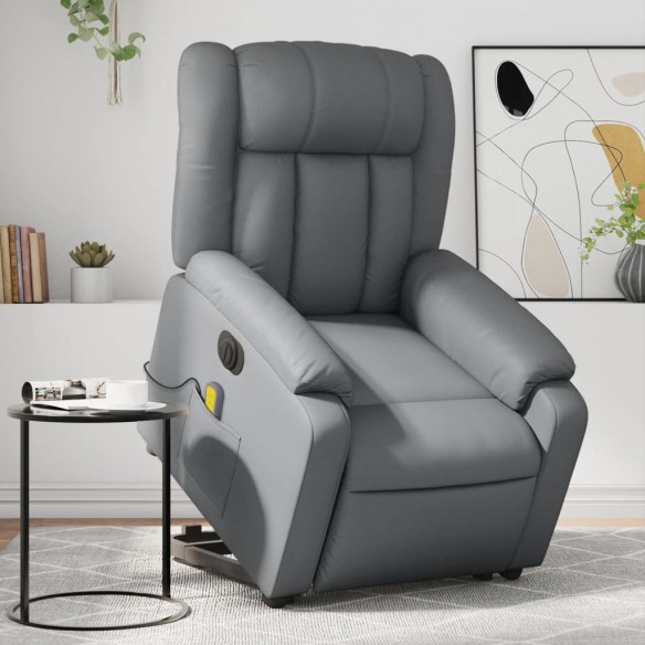 Fauteuil inclinable de massage électrique gris similicuir