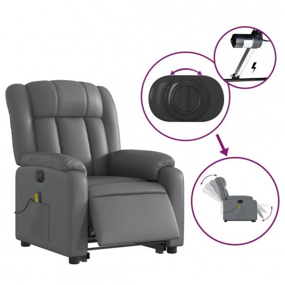 Fauteuil inclinable de massage électrique gris similicuir