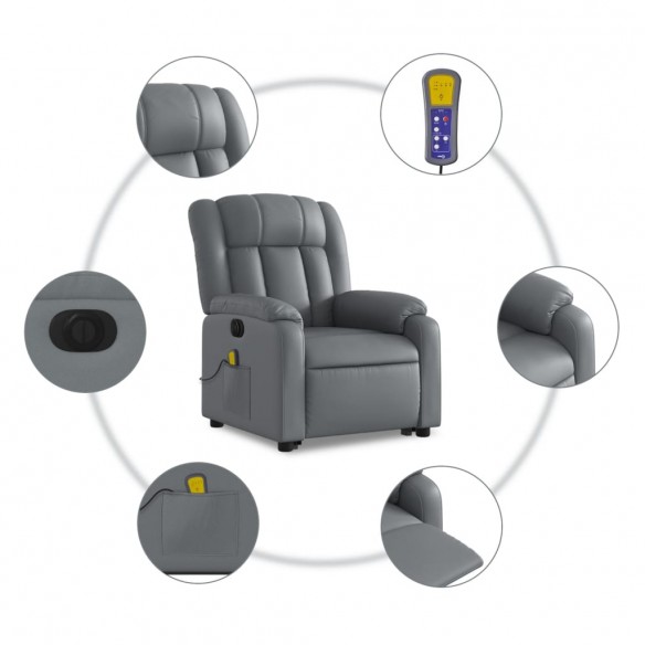 Fauteuil inclinable de massage électrique gris similicuir