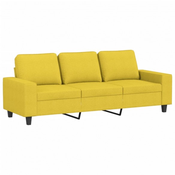 Canapé à 3 places avec repose-pieds Jaune clair 180 cm Tissu