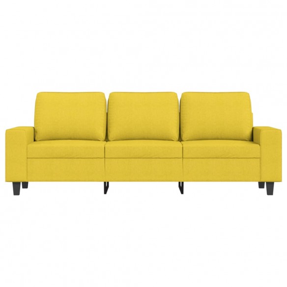 Canapé à 3 places avec repose-pieds Jaune clair 180 cm Tissu