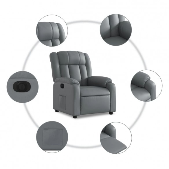 Fauteuil inclinable électrique gris similicuir