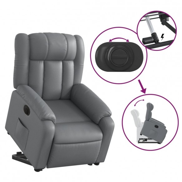 Fauteuil inclinable électrique gris similicuir