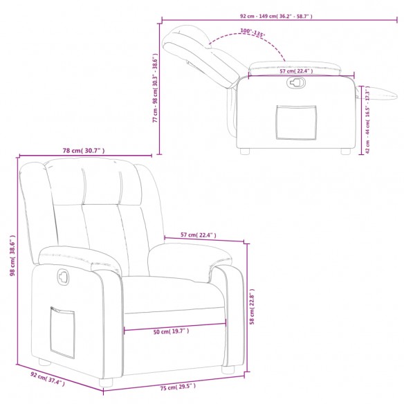 Fauteuil inclinable Gris Similicuir