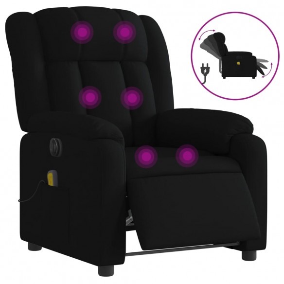 Fauteuil de massage inclinable électrique Noir Tissu