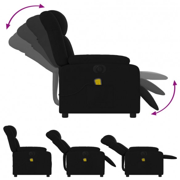 Fauteuil de massage inclinable électrique Noir Tissu