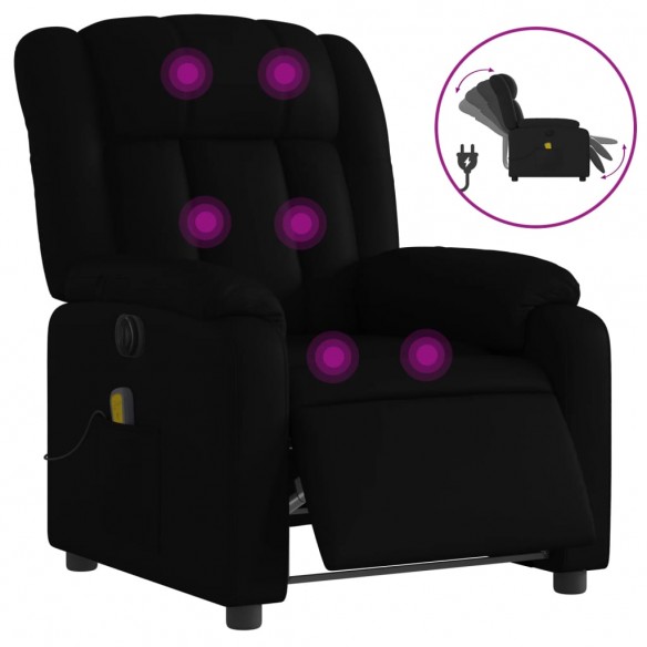 Fauteuil de massage inclinable électrique noir similicuir