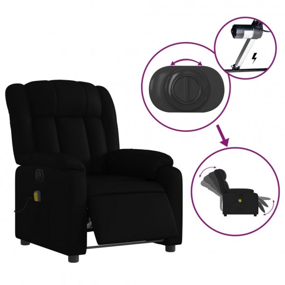 Fauteuil de massage inclinable électrique noir similicuir