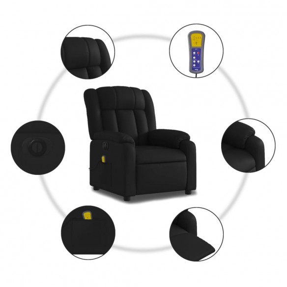 Fauteuil de massage inclinable électrique noir similicuir