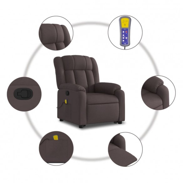 Fauteuil inclinable de massage Marron foncé Tissu