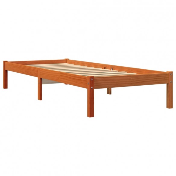 Cadre de lit cire marron 75x190 cm bois de pin massif