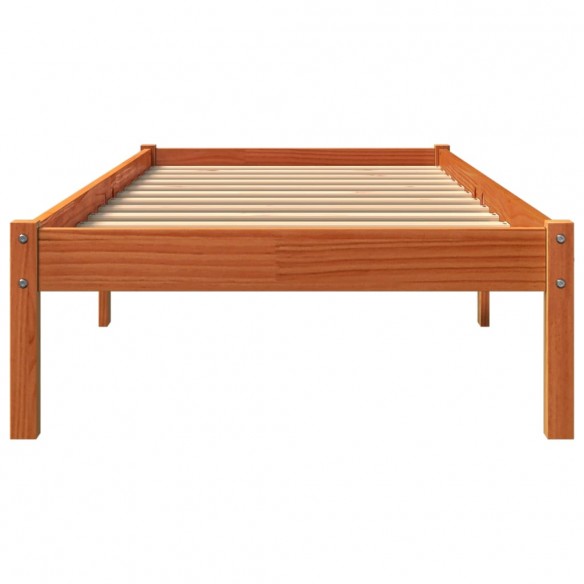 Cadre de lit cire marron 75x190 cm bois de pin massif