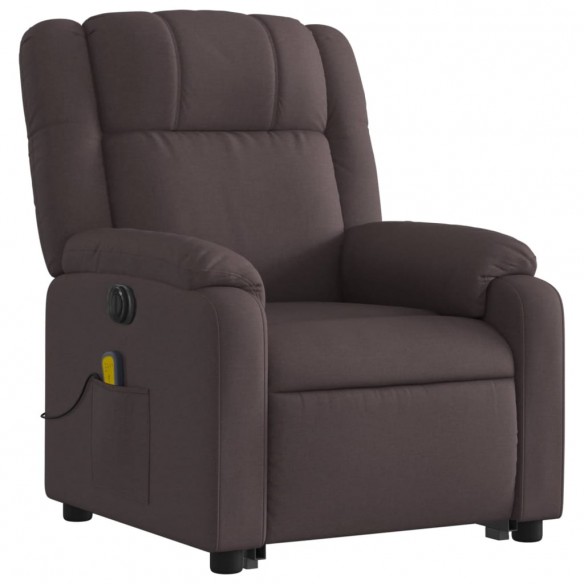 Fauteuil inclinable de massage électrique Marron foncé Tissu