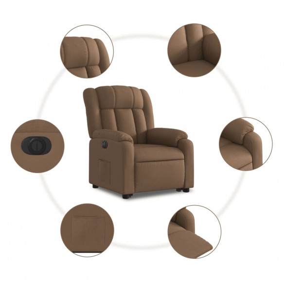 Fauteuil inclinable électrique marron tissu