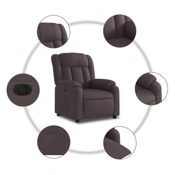 Fauteuil inclinable électrique Marron foncé Tissu