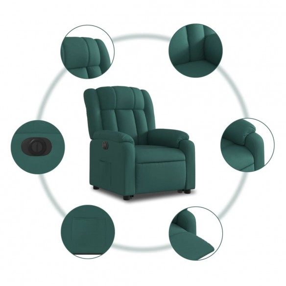 Fauteuil inclinable électrique vert foncé tissu