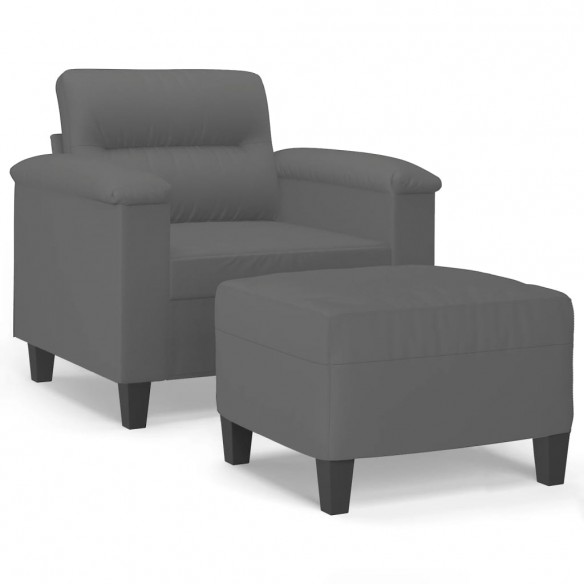 Fauteuil avec repose-pied Gris foncé 60 cm Tissu microfibre