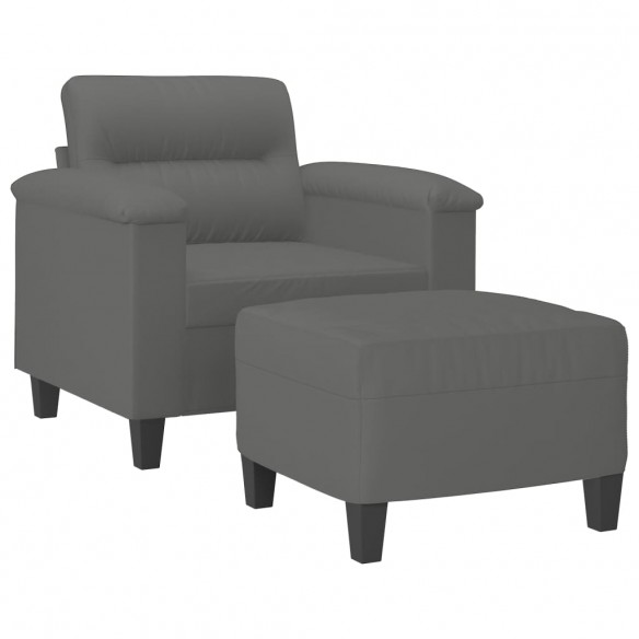 Fauteuil avec repose-pied Gris foncé 60 cm Tissu microfibre