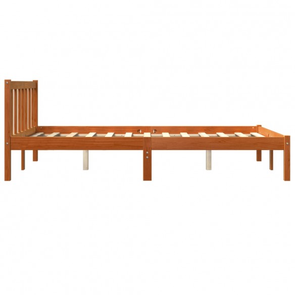 Cadre de lit cire marron 135x190 cm bois de pin massif