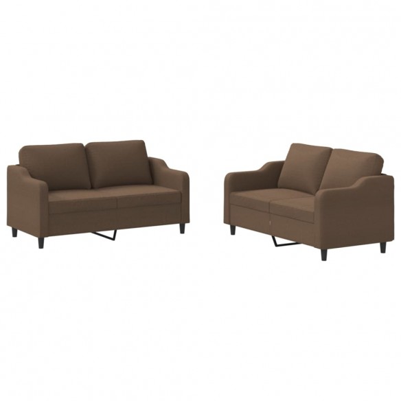 Ensemble de canapés 2 pcs avec coussins Marron Tissu