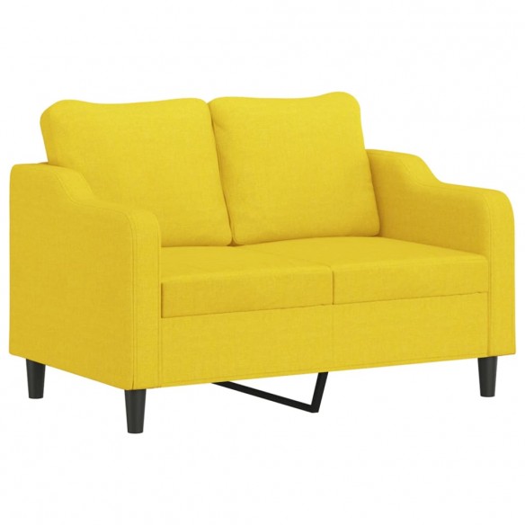 Ensemble de canapés 2 pcs avec coussins Jaune clair Tissu