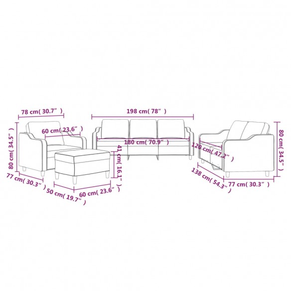 Ensemble de canapés 4 pcs avec coussins Jaune clair Tissu