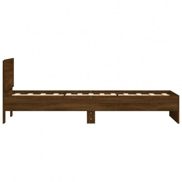 Cadre de lit tête de lit chêne marron 90x190 cm bois ingénierie