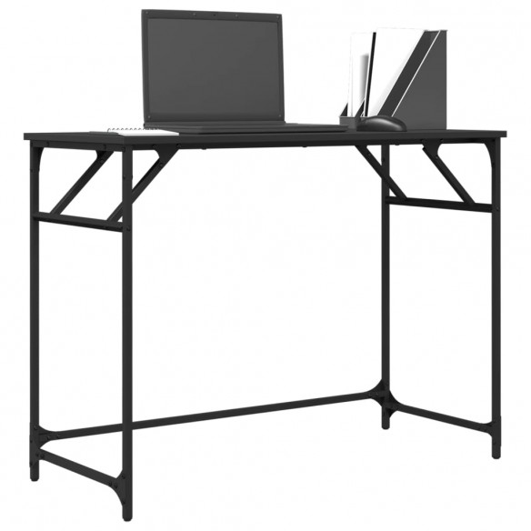 Bureau noir 100x45x76 cm bois ingénierie acier enduit de poudre