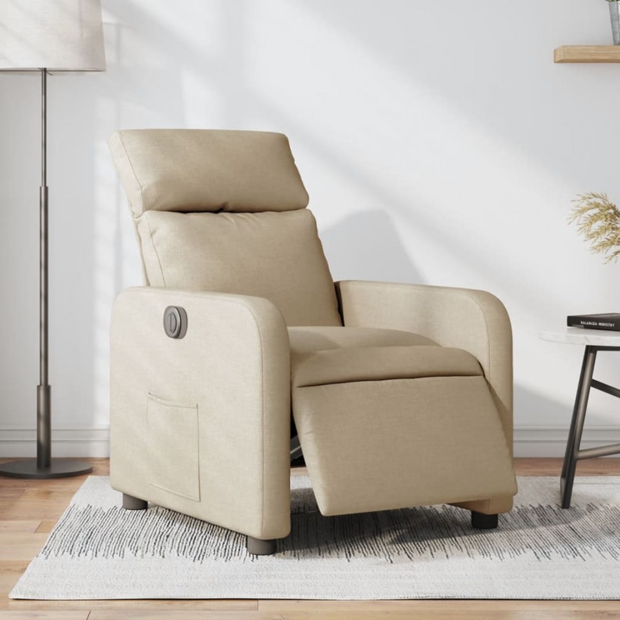 Fauteuil inclinable électrique Crème Tissu