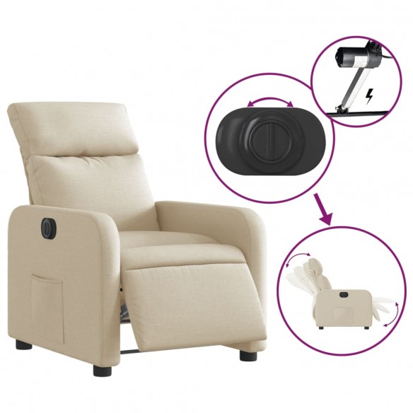 Fauteuil inclinable électrique Crème Tissu