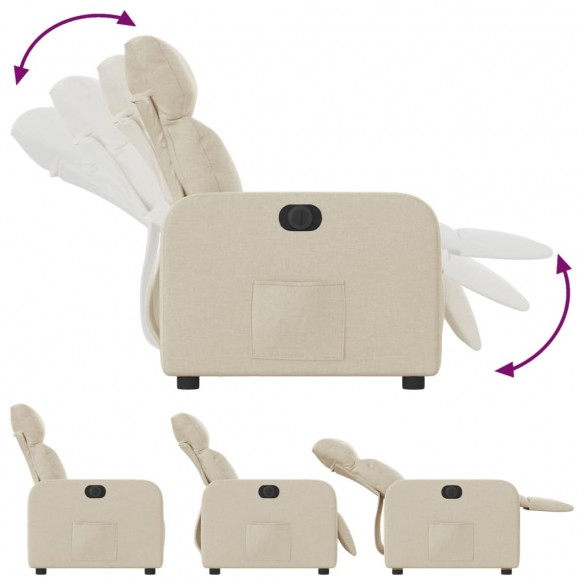 Fauteuil inclinable électrique Crème Tissu