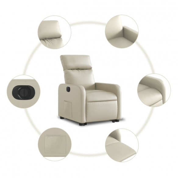 Fauteuil inclinable électrique crème similicuir