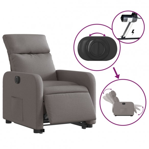 Fauteuil inclinable électrique taupe tissu