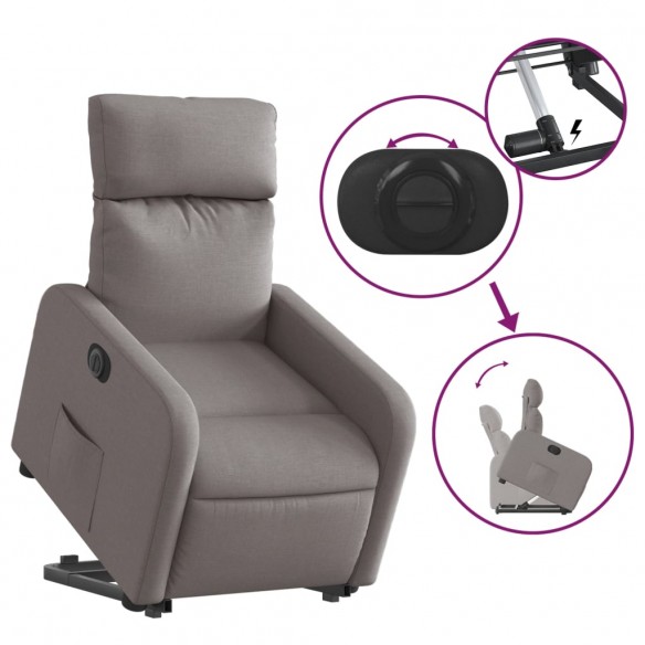 Fauteuil inclinable électrique taupe tissu