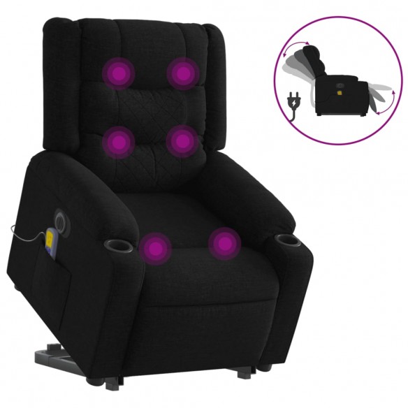 Fauteuil inclinable de massage électrique Noir Tissu