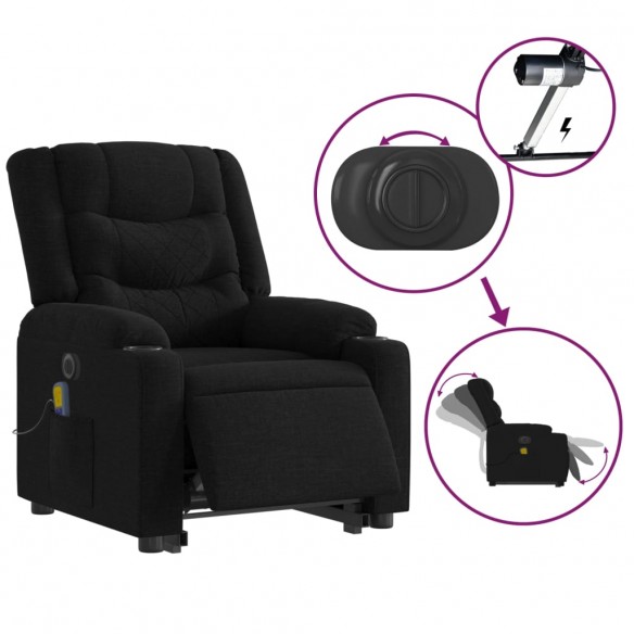 Fauteuil inclinable de massage électrique Noir Tissu