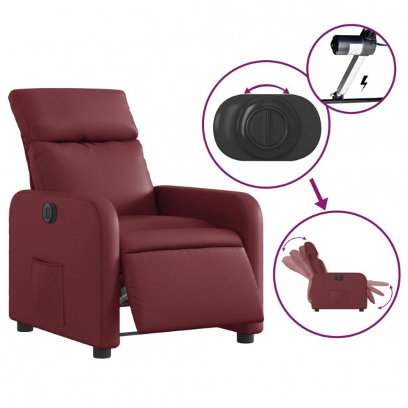 Fauteuil inclinable électrique Rouge bordeaux Similicuir