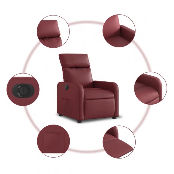 Fauteuil inclinable électrique Rouge bordeaux Similicuir