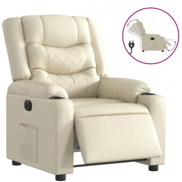 Fauteuil inclinable électrique Crème Similicuir