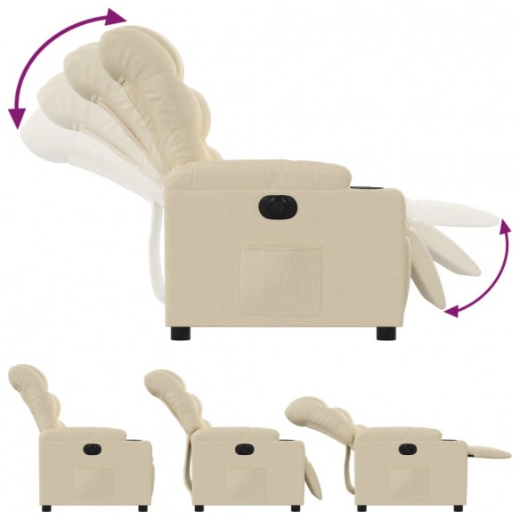 Fauteuil inclinable électrique Crème Tissu