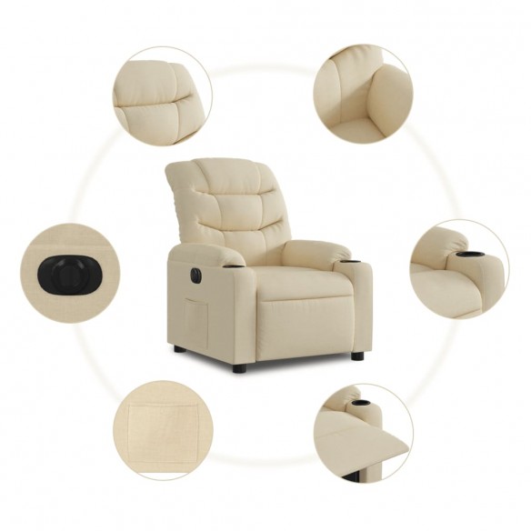 Fauteuil inclinable électrique Crème Tissu